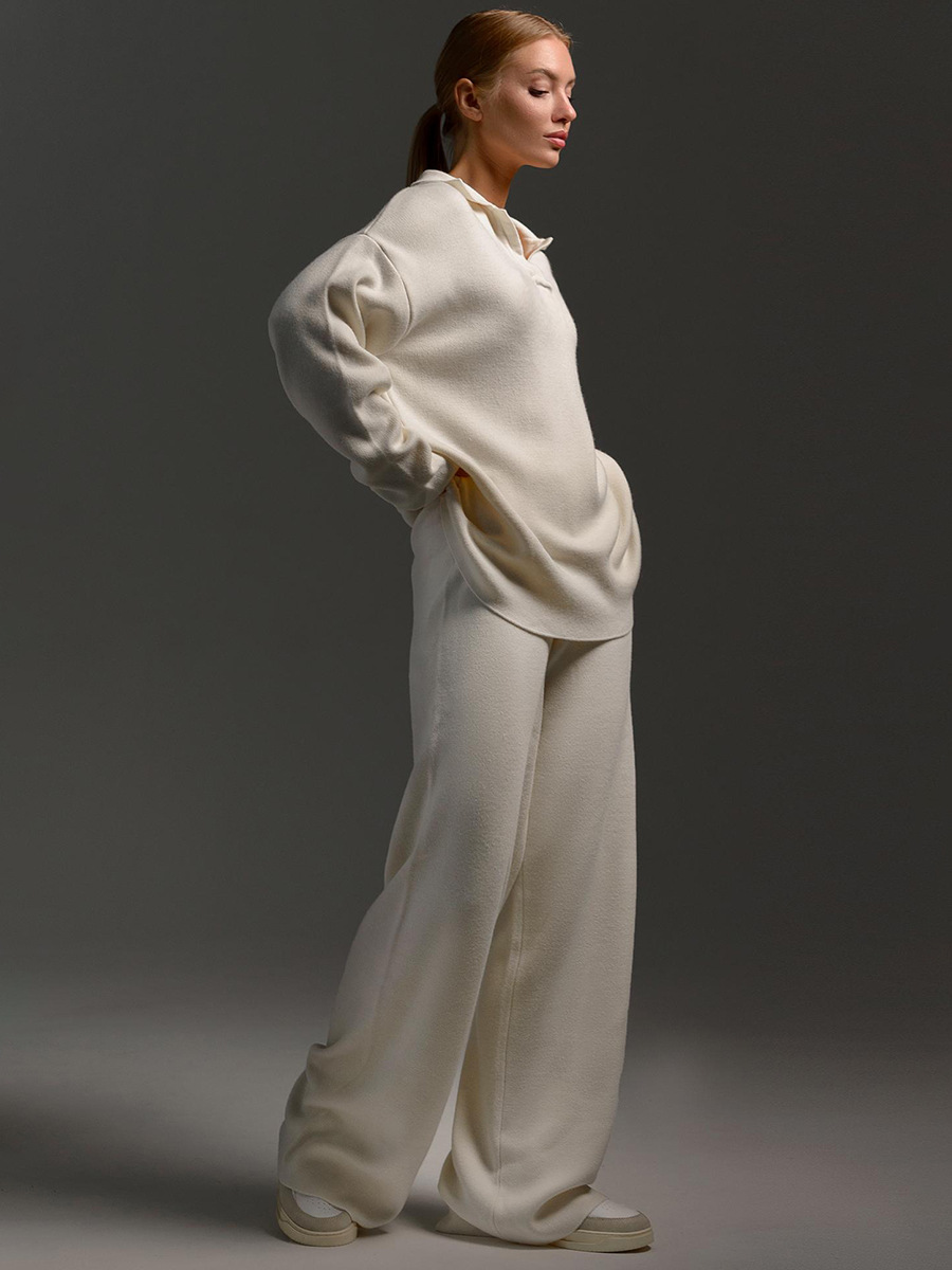 2025-- Women Sweater Yoga Outft Suits Two Piece Autumn Winter Neck Knitted Pullover Wide Leg Pants Jogger Suit Gym Tracksuit