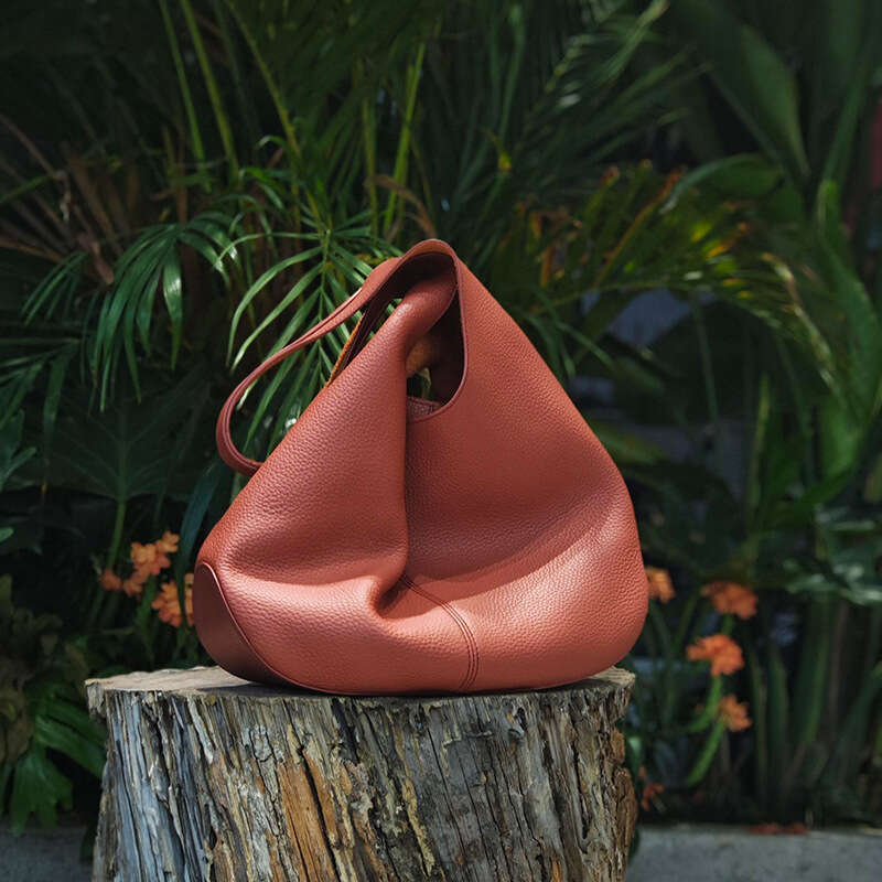 Lazy Style Large Capacity Imported Soft T Leather Tote Women's Texture Single Shoulder Underarm Bag Solid Color
