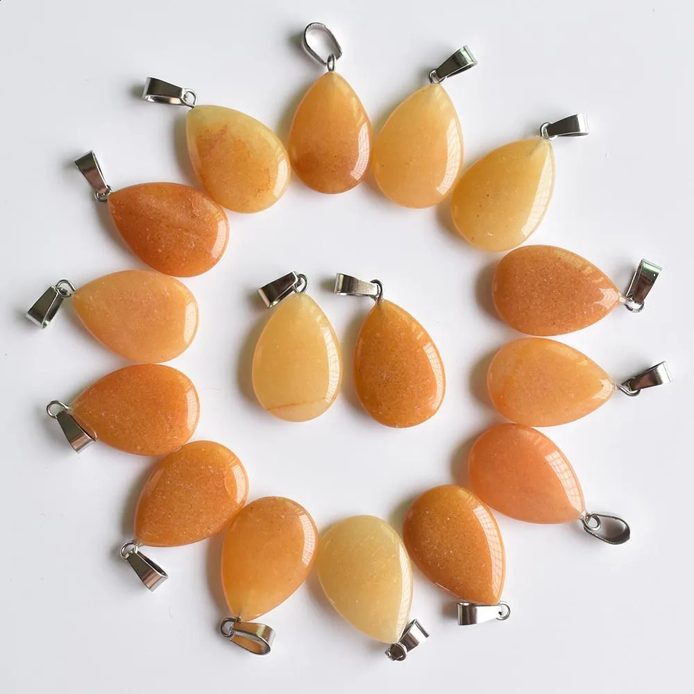 Wholesale 50pcslot trendy sell natural stone water drop shape pendants charms for Necklaces making 241105