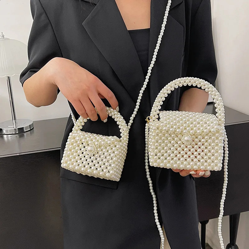Pearl handbag womens horizontal small wallet handbag womens beach flip phone womens pearl shoulder bag 241105