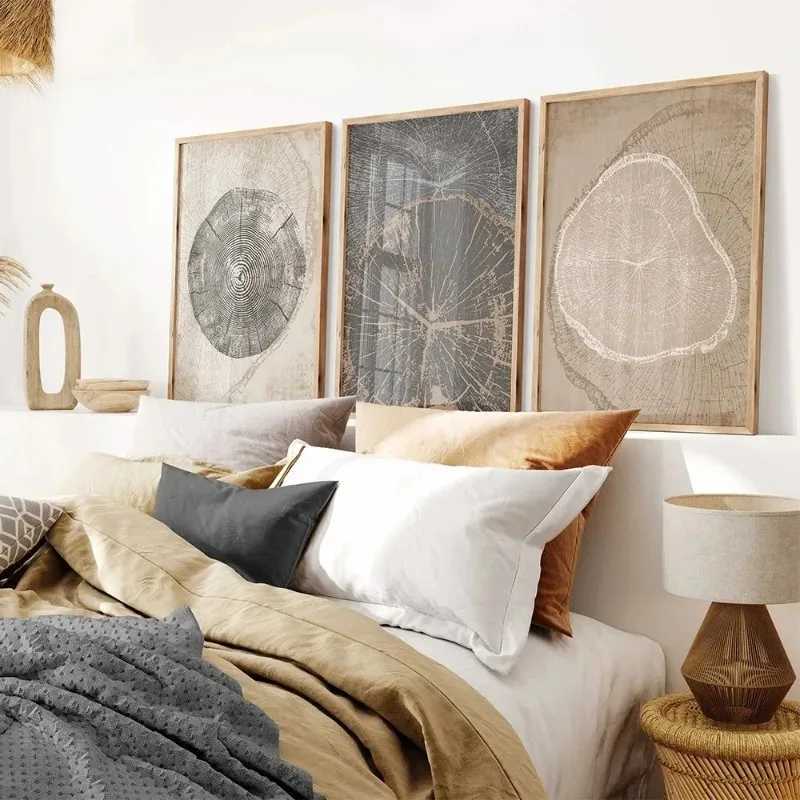 Beige Tree Rings Neutral Picture Home Decor Nordic Canvas Painting Wall Art Luxury Minimalist Print and Poster for Living RoomXJ241104