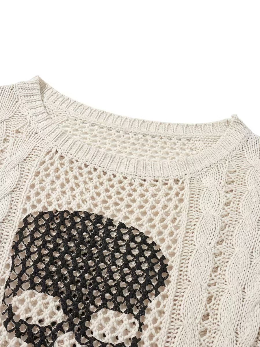 Autumn And Winter New Street Style Knitwear Jacket Hollowed Out Fried Dough Twists Loose Pullover Sweater Women
