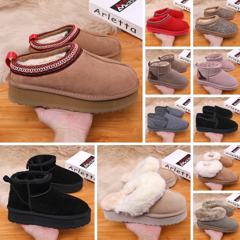 Tazz Tasman slippers platform boot Australias snow boots Designer women ankle booties mini mustard sand chestnut grey fur slides sheepskin mens womens winter shoes