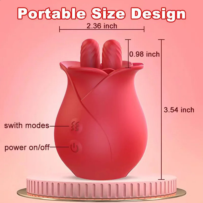 Rose Tongue Licking Vibrator Double Nipple Gspot Stimulator Blowjob Clitoris Vaginal Massager Sex Toys For Women 241105
