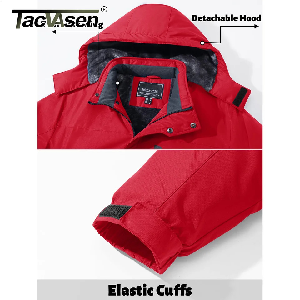 TACVASEN Winter Thicken Fleece Jacket Mens Waterproof Hiking Skiing Jackets Outdoor Mountain Trekking Windbreaker Parka Male 241105