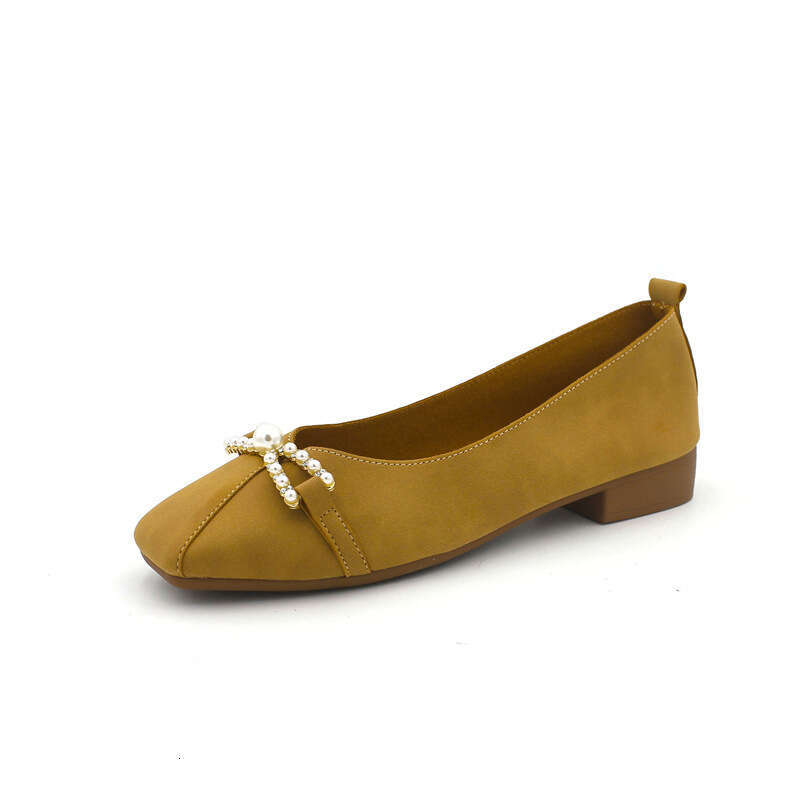 Korean Spring New Product Gentle Lady Style Surface Soft Bottom Shallow Mouth Single For Women Versatile And Personalized Square Head Low Heel Scoop S