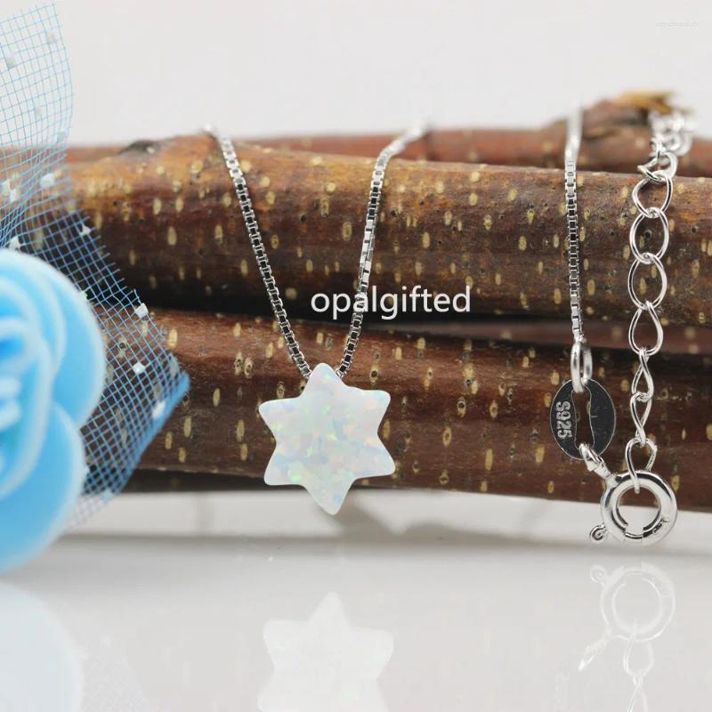 Pendants (1pc/lot)925 Sterling Silver White/Blue Fire Opal David Star Necklaces Stars For Women Wedding Jewelry Birthday Gifts