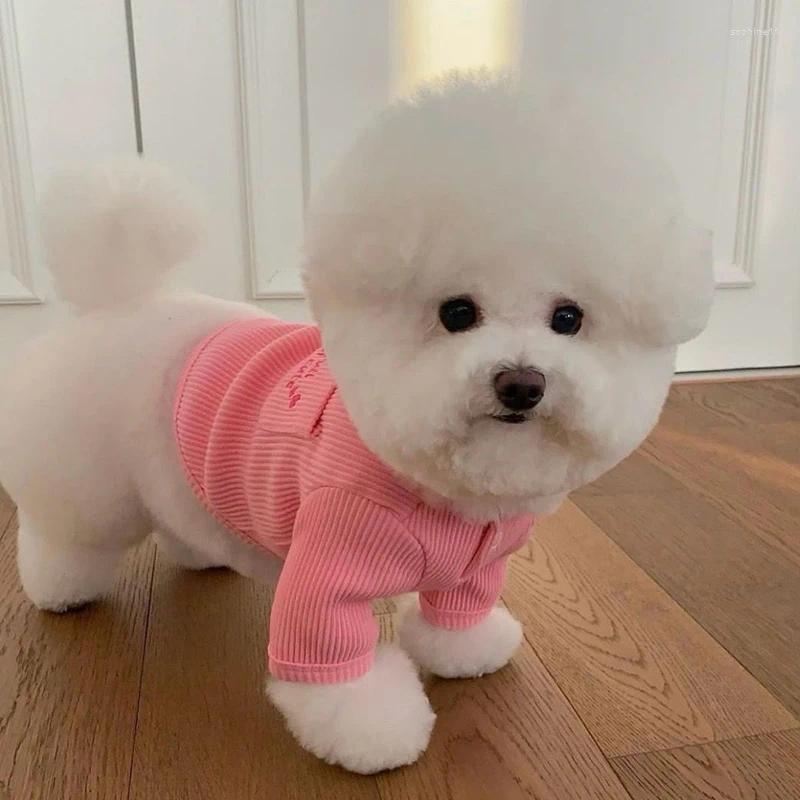 Dog Apparel Pet Soft Bottom Shirt Teddy Winter Clothes Bichon Pomeranian Solid Colour Vest Maltese Warm Pullover Xs-Xl