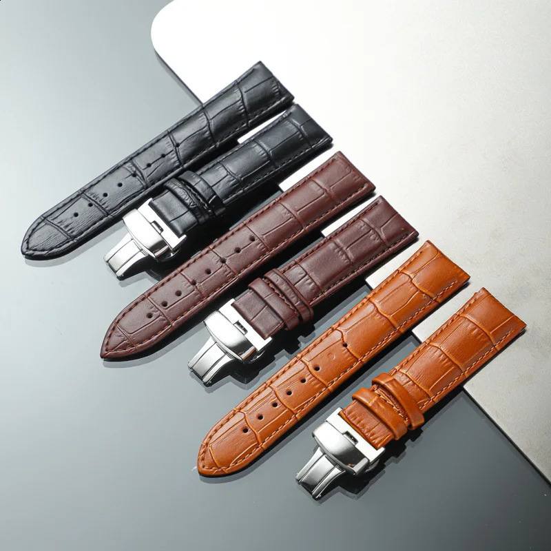Watchband 14mm 16mm 18mm 19mm 20mm 21mm 22mm 24mm Genuine Leather Strap Men Universal Replacement Watch Band Accessories 241105