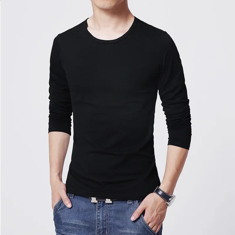 2024 MRMT Mens T-Shirts Long Sleeve Slim Men T-Shirt Young Man Pure Color Tops Tees Shirt O-Neck For Male Tshirt 241105