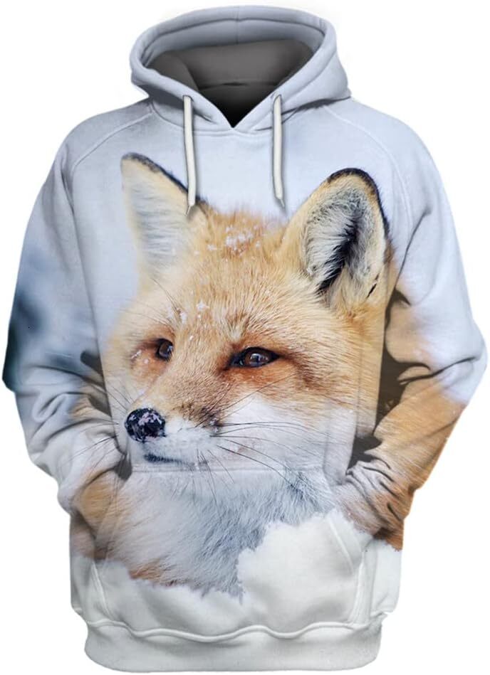 Hoodie for Mens Womens Animal Fox Hooded Sweater 3D Print Women Men Oversized Hooded Sweater Sweatshirt Long Sleeve Harajuku Graphic Fashion Trends