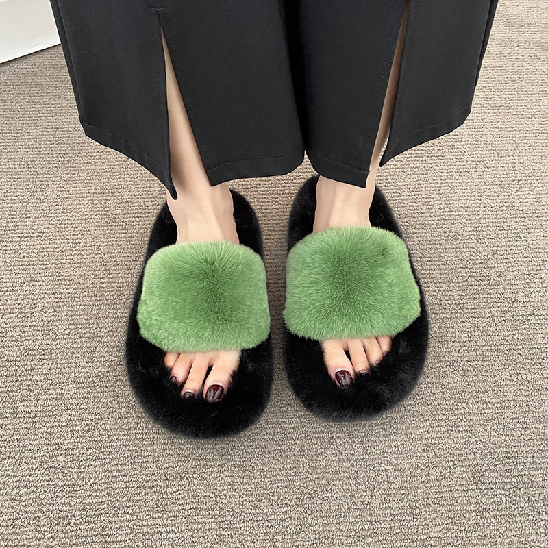 Hairy Slippers For Women In The Autumn And Winter 2024 Popular New Style With Thick Velvet Sole Fashionable And Versatile For Outdoor Wear And Home Co