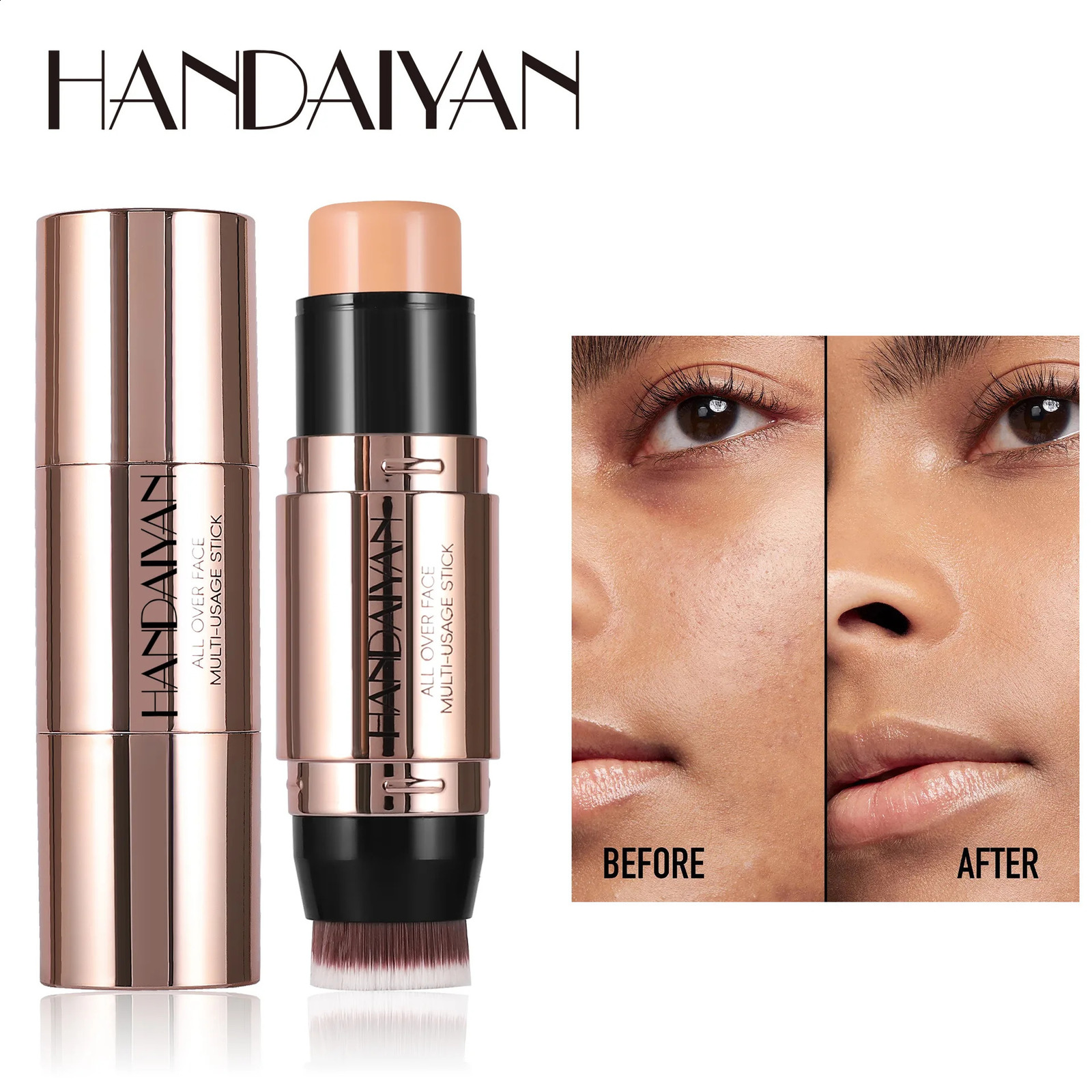 1PC Double Head Face Bronzer Contour Stick Cream Makeup Light Dark Shadow Lasting Matte Concealer Brighten Contouring with Brush 241105