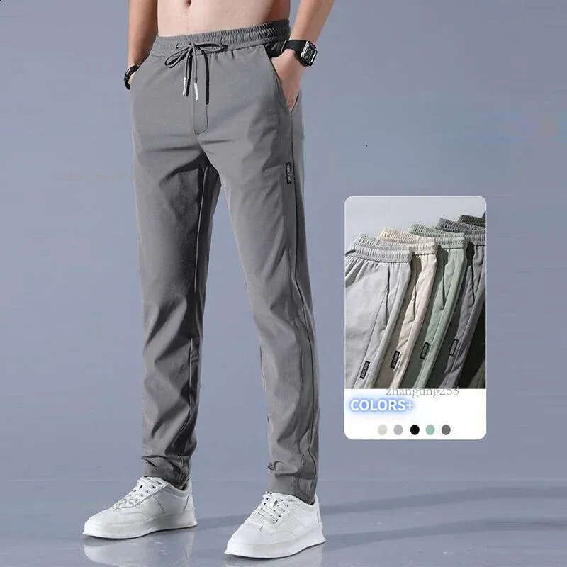 Men Golf Pants Sweatpants Men Ice Silk Large Casual Long Pants Men Breathable Trousers Elastic Quick Dry with Pocket 240822