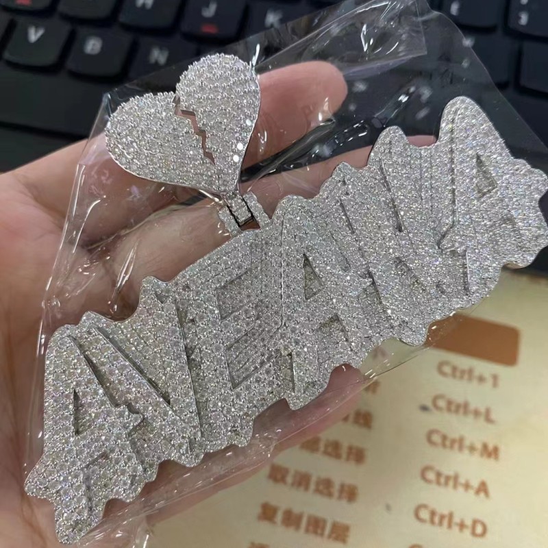Moissanite Letter Pendant 925 Sterling Silver Passed Test Moissanite Diamond DIY Custom Name Letters Pendant Necklace fo Men Women Nice Gift