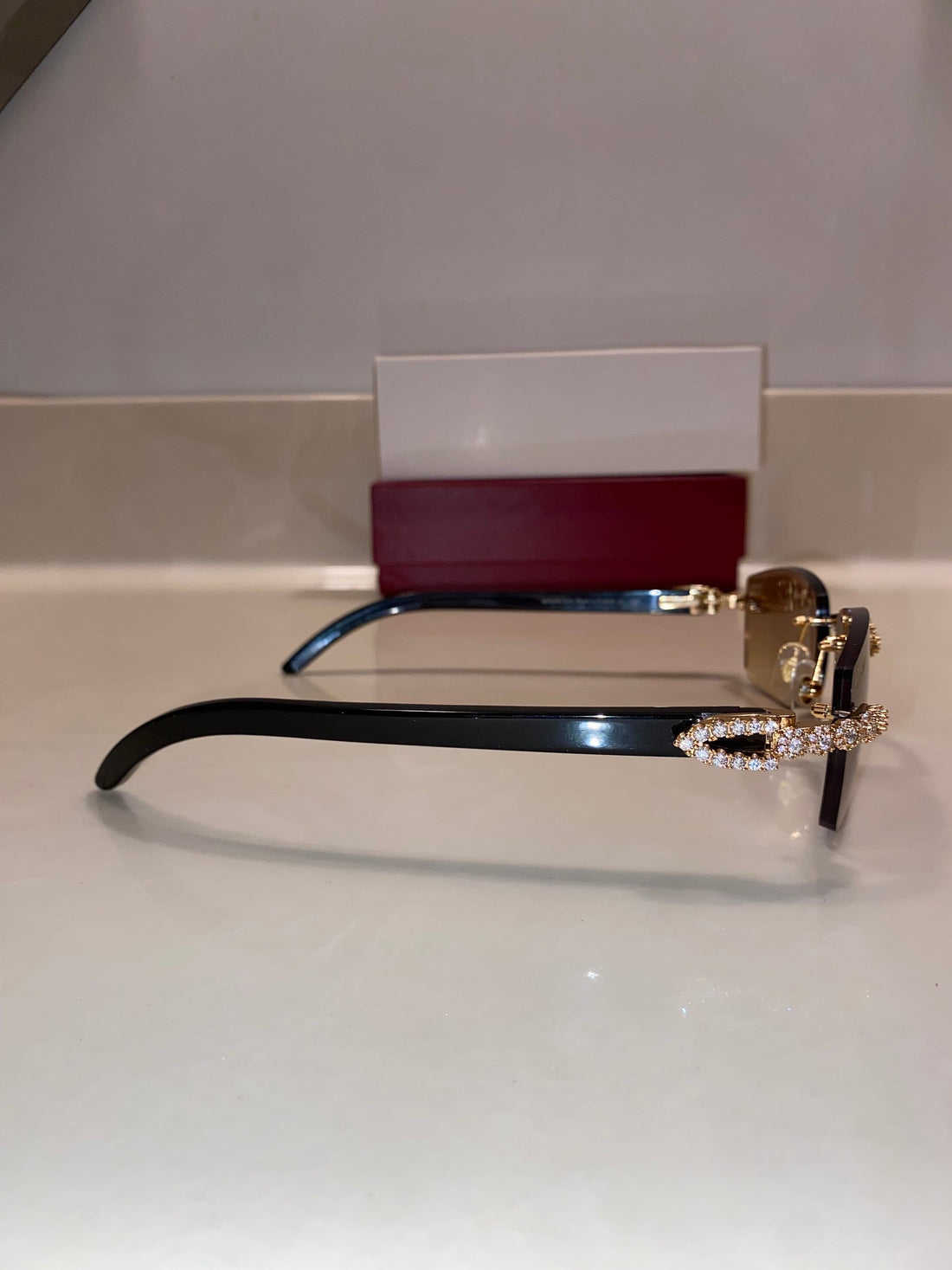iced out rimless sunglasses detroit style black buffs bussed down hip hop glasses for rappers personalised