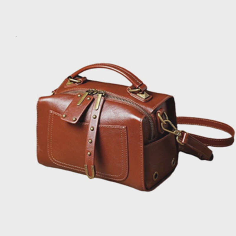 Burminsa Boston Small Genuine Leather Handbags For Women 2025 Trend Designer Wide Strap Pillow Ladies Shoulder Crossbody Bags
