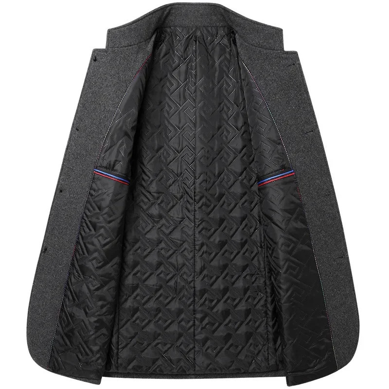 Winter Mens Wool Jacket High-quality Stand Collar Wool Blends Trench Coat Male Business Casual Wool Trench Jackets Men Clothing 241104