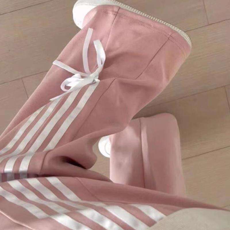 shanshi three stripes pants Korean version high waisted for women in autumn winter loose straight leg casual versatile pants with a hanging feeling an