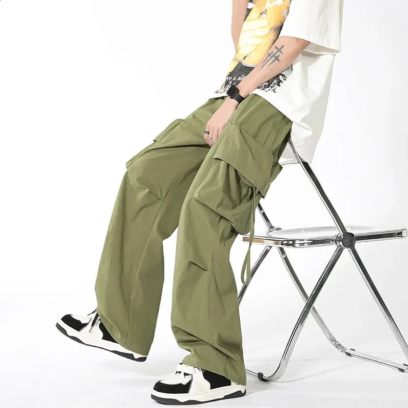 Oversize American Style LooseFit WideLeg Red Cargo Pants For Men And Women Trendy Street Dance That Drag 241105