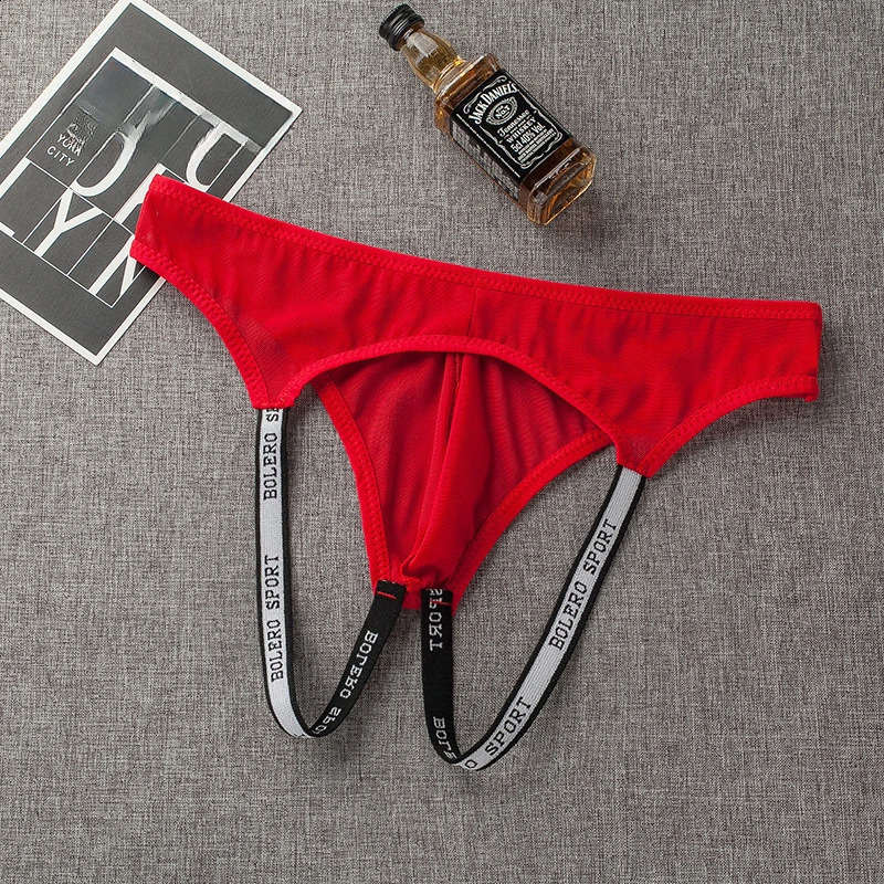 Men Sexy Briefs Jockstrap U Pouch Man Low Waist Panties Thongs Mesh Underpants Gay GSrting Convex Mens Underwear 241105