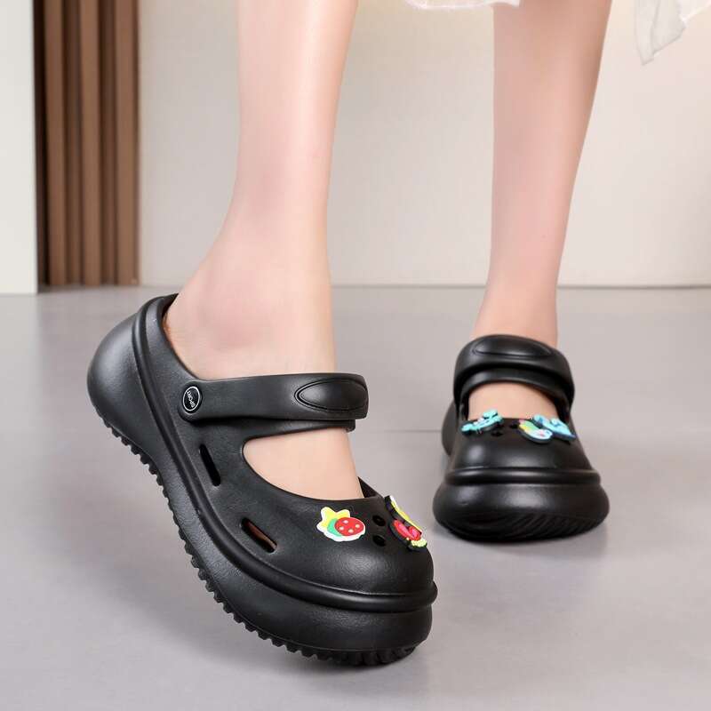 Cave Shoes For Women 2024 New Breathable Non Slip Beach Sandals Mary Jane Baotou Tug Women's Summer Outerwear