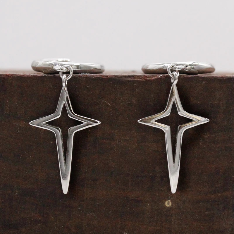 S925 Silver Gothic Star Earrings Pendant Earrings Star Pendant Punk Cool Y2K Gift Recommendation for Men and Women 241105