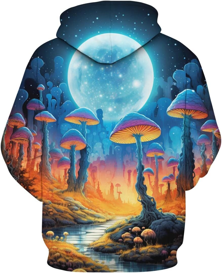 Hoodie for Mens Womens Mens Coloful Hoodies 3D Printed Psychedelic Graphic Hoodie Novelty Long Sleeve Top Graphic Hoodies sweatshirt Mushroom pattern
