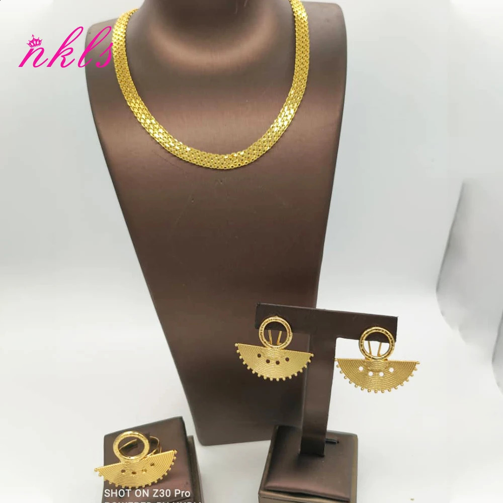 Jewelry Sets For Women Gold Color Chain Earrings Ring Ethiopian The Latest African Nigeria Jewelry Party 241105