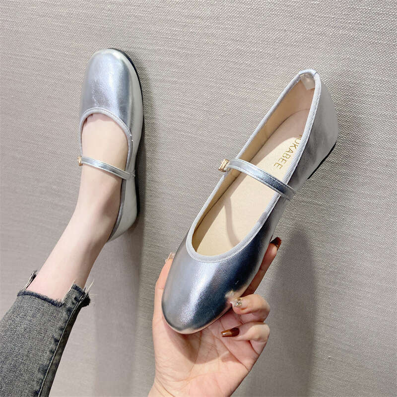 French Style Mary Jane Single For Women In Spring And Summer 2024, New Soled Soft Leather Shallow Mouth Round Toe Flat Shoes