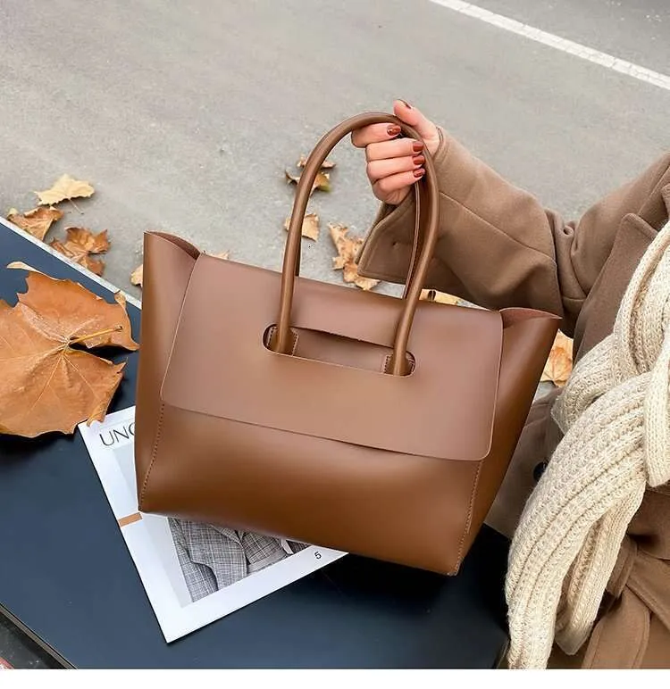 Handbags Woman Large Capacity Tote Fashion Simple High Quality PU Leather Female Designer Shoulder Bags Classic