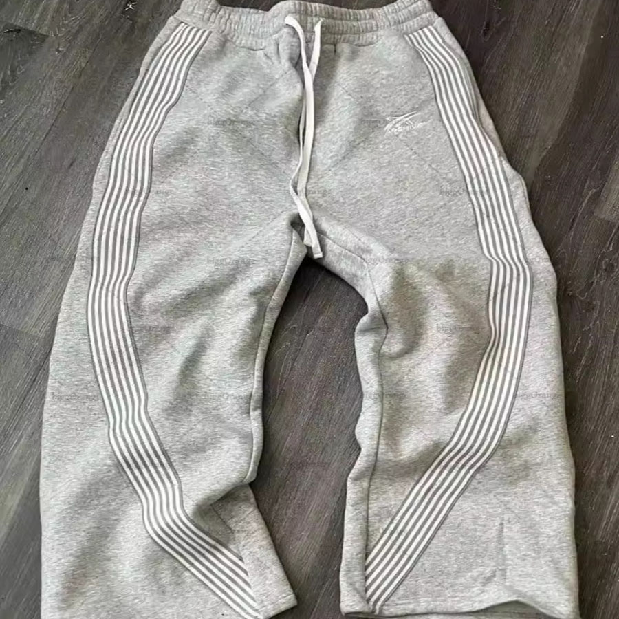 Men's Pants American Retro Sweatpants Side Stripes Contrasting Color Stitching Straight-leg Loose Hip-hop Casual Versatile Trousers Z260315