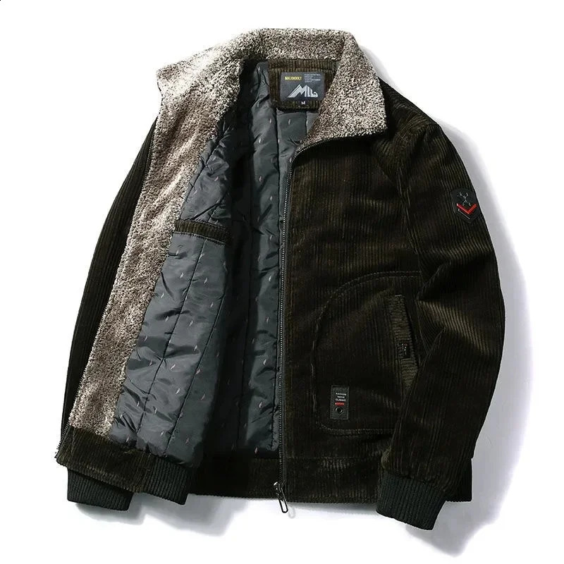 Winter Jacket Men Male Thermal Windbreaker Plus Size Mens Warm Corduroy Jackets and Coats Fur Collar Casual Outwear 241105