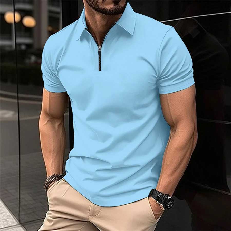 Summer Mens Solid Color Shirt Sleve Collar Button Mens Casual T-shirt Lightweight Jogging Top W241104