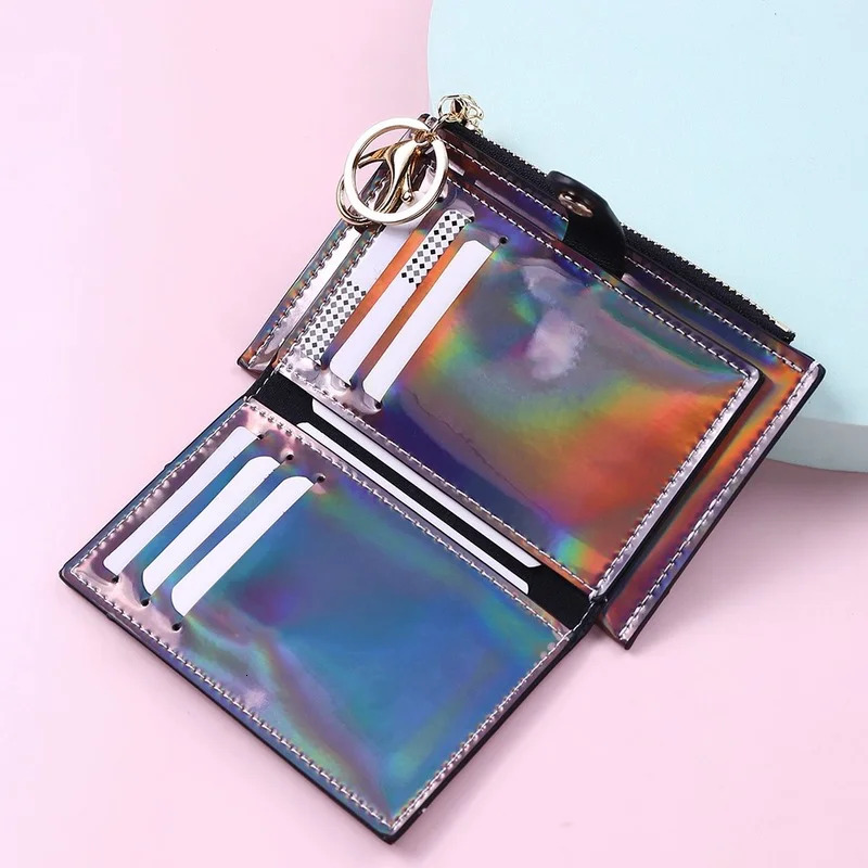 New Laser Holographic Designer Keychain Multi Slot Coin Coin Wallet