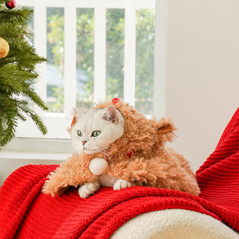 Deer Cat Elk Cloak For Plush Christmas Puppy Reindeer Costume Multifunctional Winter Warm Dogs Cape