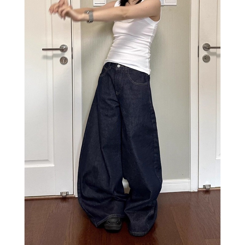 QWEEK Y2k Oversized Jeans Woman Streetwear Vintage Baggy Haruku Denim Pants Korean Fashion Spring Grunge Trousers Aesthetic