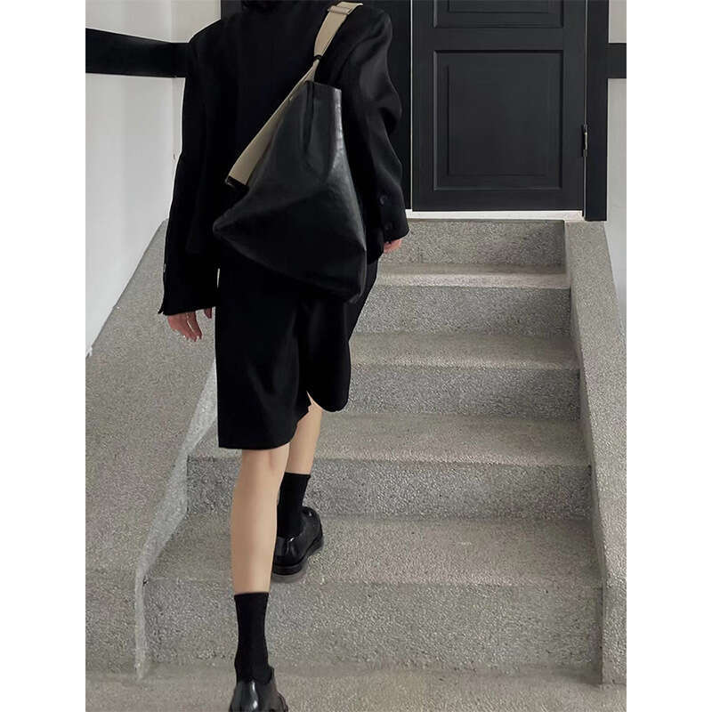 FIRMRANCH Cool Lazy Style Women's Large Capacity Top Coat Oil Wax Cowhide Contrast One Shoulder Tote Oblique Cross Bucket Bag