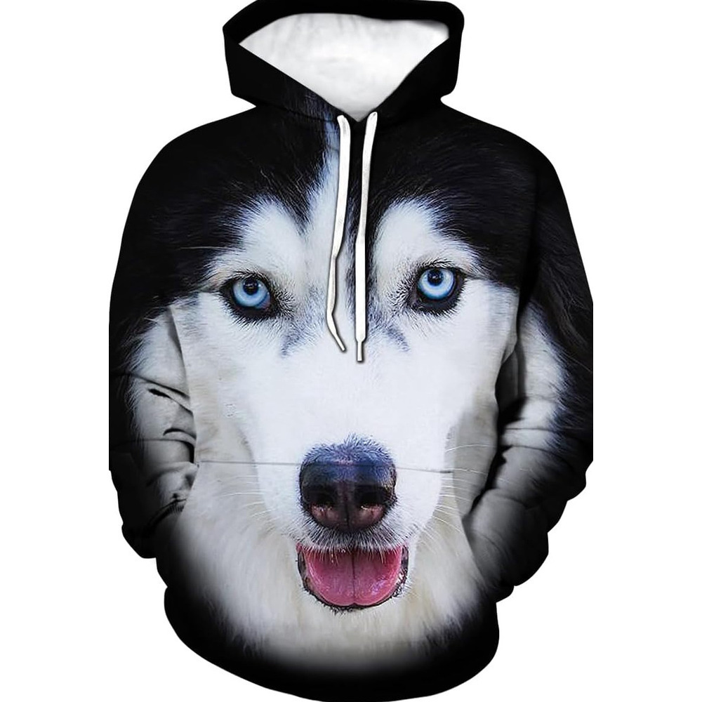 Hoodie for Mens Womens Novelty Siberian Husky 3D Print Hoodie Animal Sweatshirt Pullover for Men Women Graphic keep warm cool