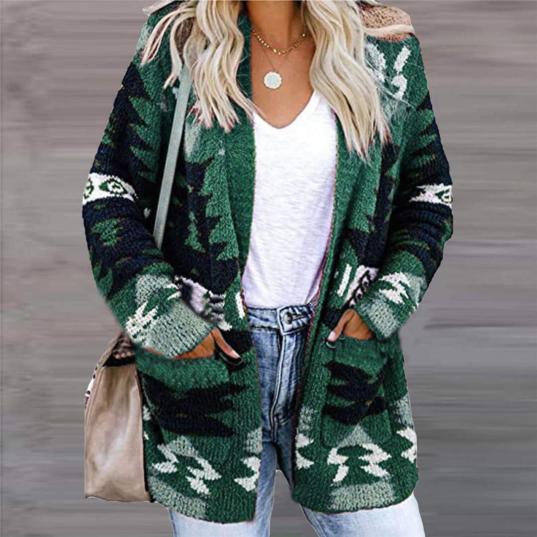 Autumn/Winter Women's Loose Halloween Sweater Christmas Printed Knitted Cardigan Cardigan Autumn Warm Clothing Vintage Sweater
