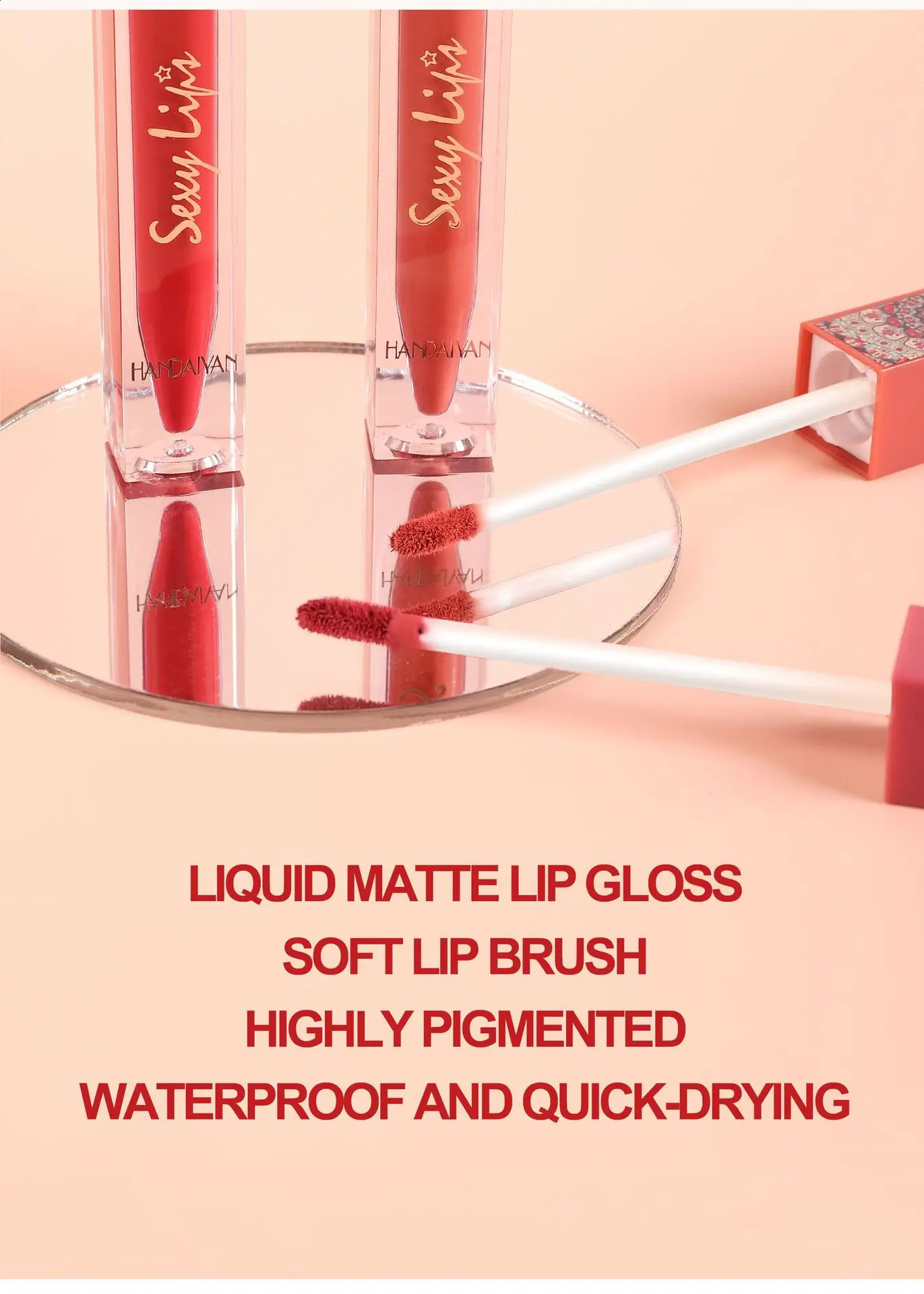 Handaiyan Non-Cup Matte Soft Mist Lip Glaze Bohemian Style Durable Liquid Lipstick 241105