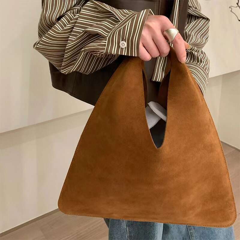 2024 FW Autumn And Winter New Cowhide Mini Extremely Simple Style Women's Handbag Soft Suede Bag