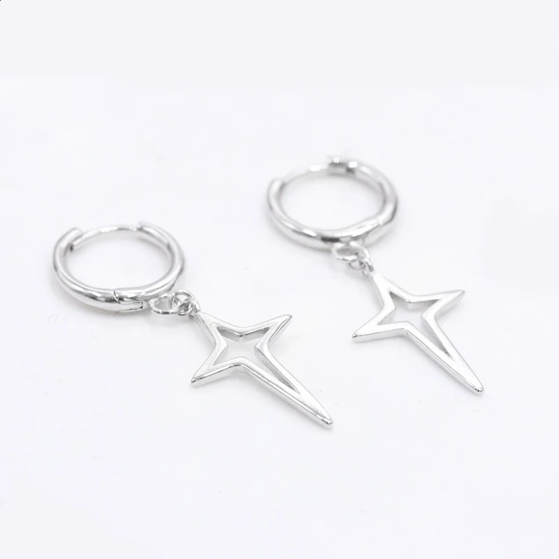 S925 Silver Gothic Star Earrings Pendant Earrings Star Pendant Punk Cool Y2K Gift Recommendation for Men and Women 241105