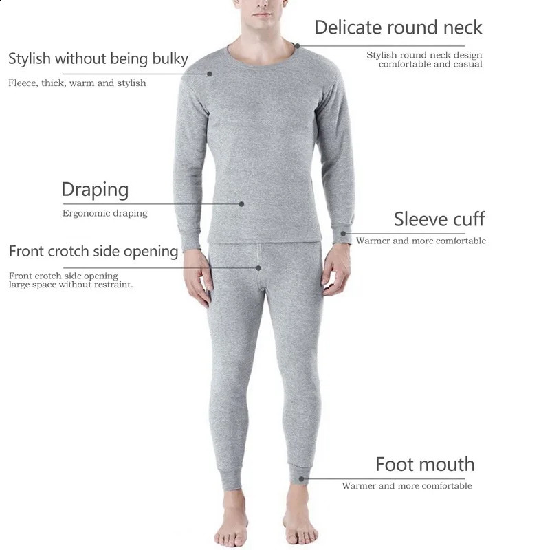 Winter Men Thermal Underwear Sets Thermal Long Pants Legging Homme Sexy Plus Velvet Pajamas Set Casual Thickened Men Underwear 241105