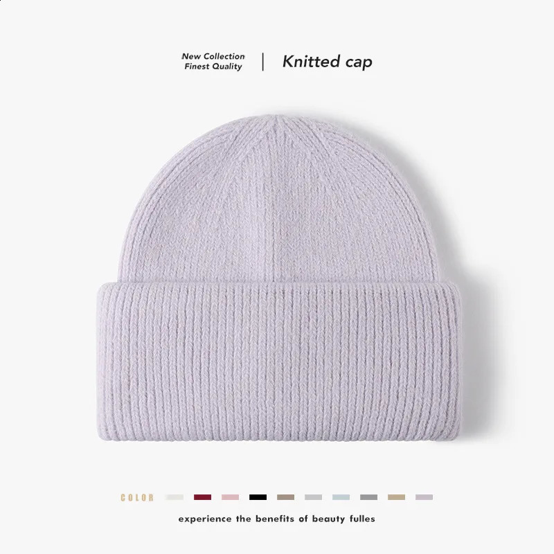 Winter Womens Rabbit Fur Sweet Warm Thickened Knitted hat Outdoor Ear Protection Windproof Breathable Beanie Fashion cap 241105