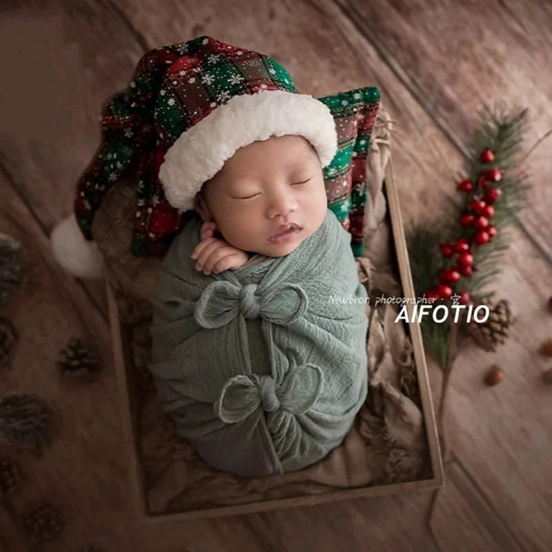 Baby Christmas hat reindeer born pography props accessories packaging pillow set girl boy po studio decoration 241105