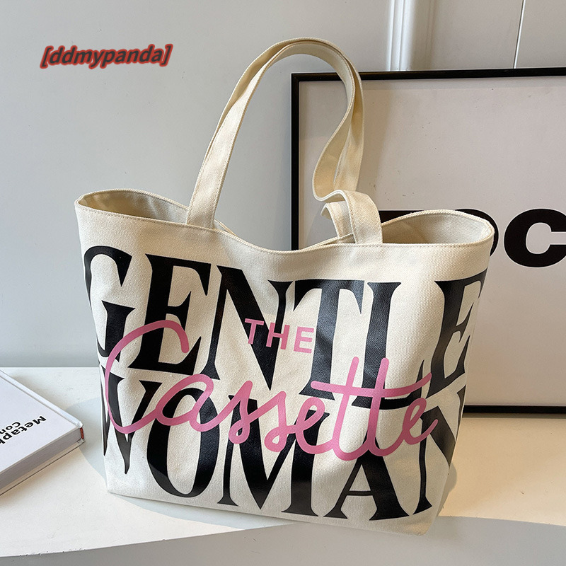 Thai niche canvas for women 2024 new fashionable large capacity letter shoulder class tote bag #13 ddmypanda
