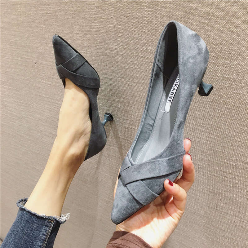 2023 Spring New Fashionable Versatile Pointed Shallow Mouth Fine Custom Women's 6Cm High Heels Work Interview Shoes