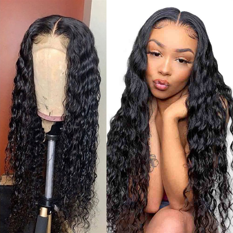 Fashion middle-parted black long curly hair corn perm small curly high temperature silk wig headpiece