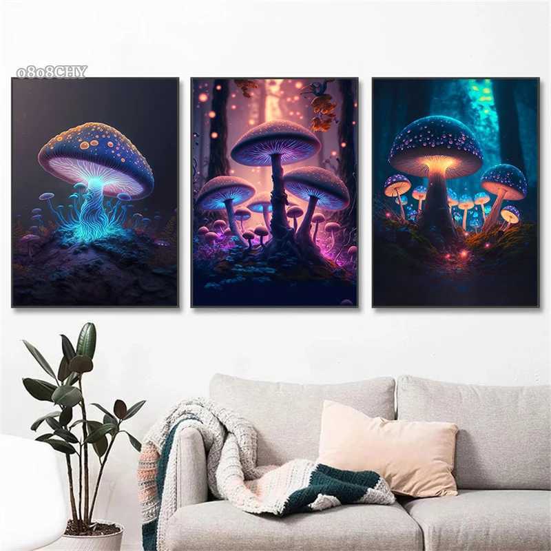 Magic shrooms Canvas Print Posters shrooms Neon Art Canvas Painting Wall Art ral for Home Room Decor Picture CuadrosXJ241104